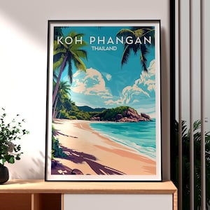 Koh Phangan Print - Thailand Wall Art - Thailand Poster - Ko Phangan Wall Art - Thailand Island Poster - Full Moon Party Poster - Thai Art