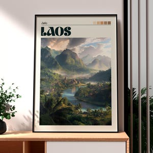 Laos Travel Print - Laos Wall Art - Luang Prabang Wall Art - Travel Wall Art - Laos Mountains Poster - SE Asia Art - Laos Poster - Laos Art