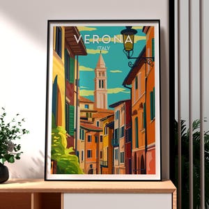 Affiche Vérone - Art mural Italie - Art mural Vérone - Art Roméo et Juliette - Poster Italie - Impression voyage en Italie - Impression Vérone - Art mural Italie