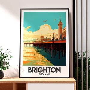 Brighton Print - Brighton Wall Art -  Brighton Pier Poster - Travel Wall Art - UK Seaside Poster -Brighton Beach Poster - Brighton City Art