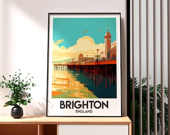 Brighton Pier Art Print: UK Seaside Travel Poster