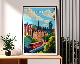 Edinburgh Cityscape Print: Scotland Travel Poster