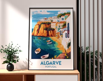アルガルヴェ海岸のアートプリント：ポルトガル旅行ポスター
