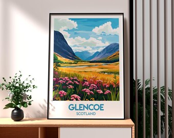 Glencoe Valley Print: Scottish Highlands Travel Poster