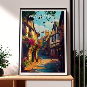 Warwick Poster - Warwick Wall Art - Warwick Poster - UK Wall Art - UK Castle Art - Warwick Castle Print - Warwickshire Art England Town Art