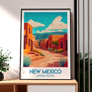 Impresión de Nuevo México - Arte mural de Nuevo México - Póster del estado de Nuevo México - Arte mural de EE. UU. - Regalo para viajeros - Impresión de viaje a EE. UU. - Arte mural de Santa Fe