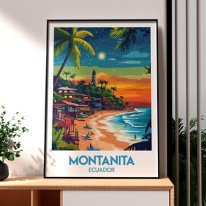 Montanita Poster - Ecuador Art - Ecuador Travel Print - Montanita Wall Art - Ecuador Travel Print - Backpacking Poster - South America Art
