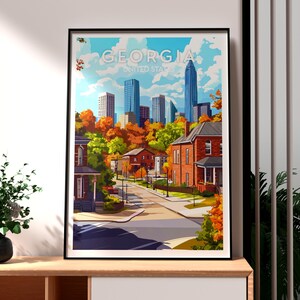 Impresión de Georgia - Arte mural de Georgia - Póster del estado de Georgia - Arte mural de EE. UU. - Regalo para viajeros - Impresión de viaje a EE. UU. - Póster de Georgia de EE. UU.