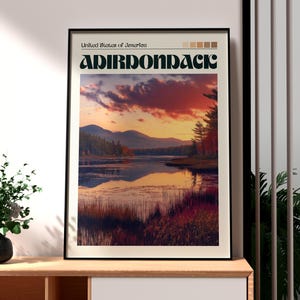 Impresión del Parque Nacional Adirondack - Arte mural de Nueva York - Póster de un estado de EE. UU. - Arte mural de EE. UU. - Regalo para viajeros - Impresión de viaje - Parque Nacional de EE. UU.