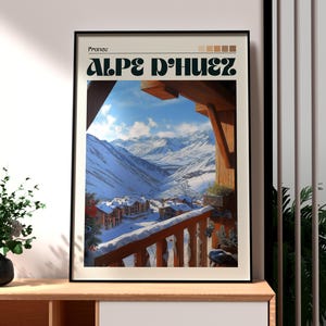 Alpe D'Huez Travel Print - Skiing Wall Art - France Art - Travel Wall Art - Skiing Poster - France Print - Gift for Skiier - Les Alpes