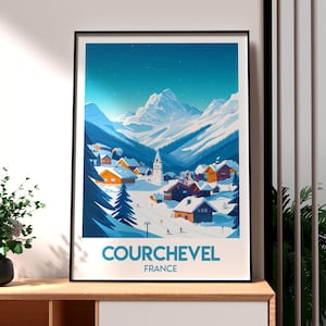 Courchevel Skiing Poster - The Three Valleys Poster - French Alps Poster - Skiing Poster - France Ski - Val Thorens - Meribel - Ski Resort