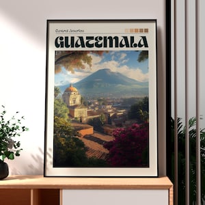 Guatemala Print - Guatemala Wall Art -  Lake Atitlan Wall Art - Travel Wall Art - Guatemala Volcano Art - Volcan de Fuego - Central America