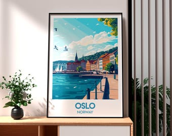 Stampa artistica di Oslo, Norvegia: poster di viaggio moderno