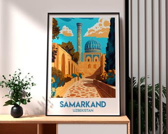 Poster di viaggio di Samarcanda, Uzbekistan: stampa artistica moderna da parete