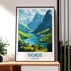 Norway Fjords Print: Travel Poster, Mountains Wall Art