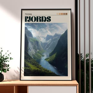 Norway Fjords Print: Travel Poster, Mountain Wall Art