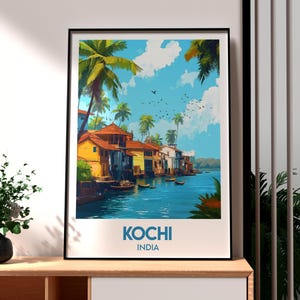 Kochi Travel Print - India Wall Art - India Art - Kochi Poster - Kerala Backwaters - India Print - Gift Travel - South India - Fort Kochi