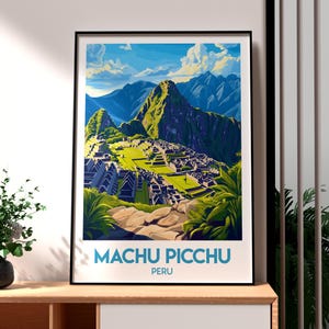 Machu Picchu Poster - Machu Picchu Art - Peru Travel Print - Peru Wall Art - Wonder of the World - Machu Picchu Temple - South America Art
