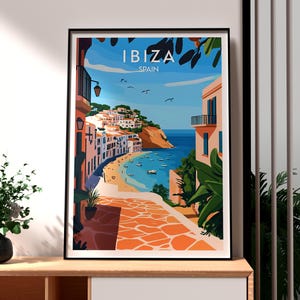 Impresión de Ibiza - Arte mural de Ibiza - Póster de la ciudad de Ibiza - Arte mural de viajes - Póster de la vida nocturna de Ibiza - Club de playa de Ibiza - Impresión de viaje a Ibiza - España