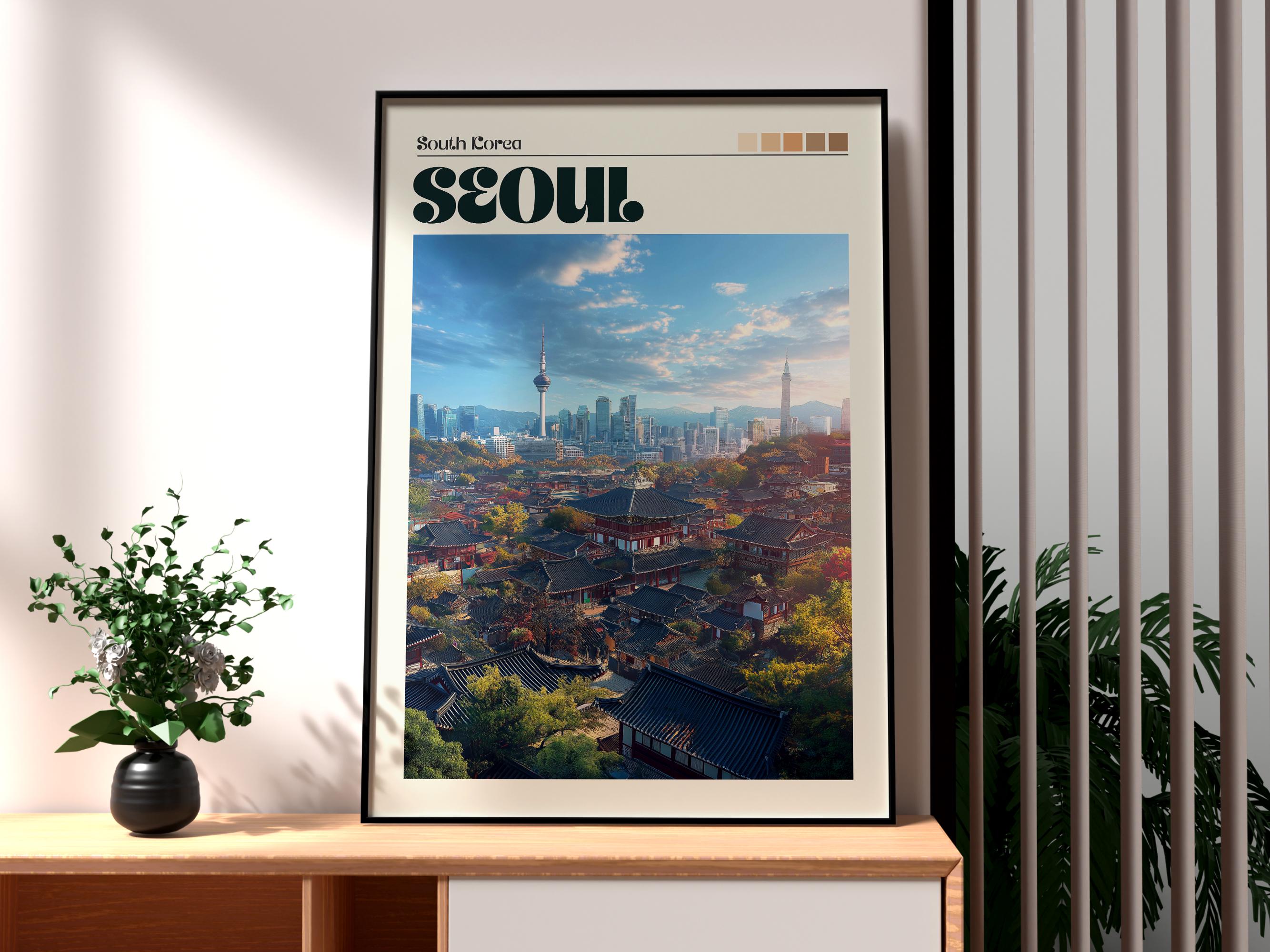 ソウルの街並みポスター：韓国旅行アートプリント - Etsy 日本