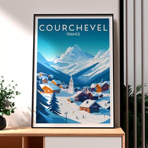 Courchevel Skiing Poster - The Three Valleys Poster - French Alps Poster - Skiing Poster - France Ski - Val Thorens - Meribel - Ski Resort