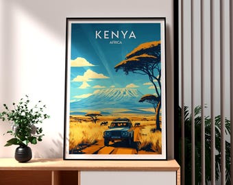 Kenya Travel Poster: Nairobi, Africa Wildlife Art Print