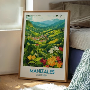 Póster de Manizales - Arte de Cartagena - Impresión de viaje a Colombia - Arte mural de Colombia - Impresión de viaje a Manizales - Póster de mochilero - Sudamérica