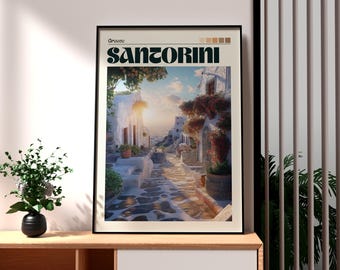 Santorini Greece Print: Travel Wall Art, White Buildings