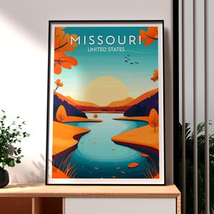 Impresión de Misuri - Arte mural de Gateway Arch - Póster del estado de Misuri - Arte mural de EE. UU. - Regalo para viajeros - Impresión de viaje a EE. UU. - Arte mural de San Luis