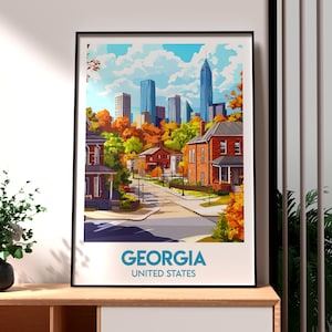 Impresión de Georgia - Arte mural de Georgia - Póster del estado de Georgia - Arte mural de EE. UU. - Regalo para viajeros - Impresión de viaje a EE. UU. - Póster de Georgia de EE. UU.