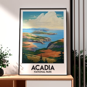 Impresión del Parque Nacional Acadia - Arte mural de Maine - Póster de un estado de EE. UU. - Arte mural de EE. UU. - Regalo para viajeros - Impresión de viaje por EE. UU. - Arte de parques nacionales de EE. UU.