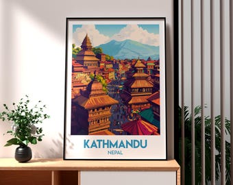 Kathmandu Nepal Art Print: Himalayas Travel Poster