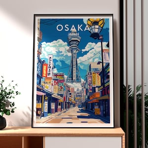 Osaka Print - Japan Wall Art - Osaka City Poster - Japan Travel Print - Japan Temple Poster - Japanese Art - Honshu Island Poster - Osaka