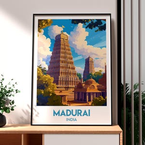 Madurai Travel Print - India Wall Art - India Art - Madurai Poster - Madurai Gopurams - India Print - Gift for Traveller - Gateway Towers