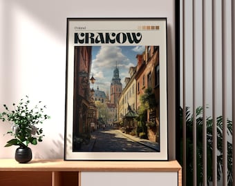 Krakow Poland Travel Poster: Old Town Wall Art Print
