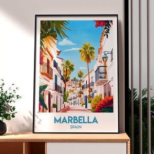 Marbella print - Marbella muurkunst - Costa del Sol poster - reizen muurkunst - Spanje reisposter - Marbella poster - Spanje poster kunst
