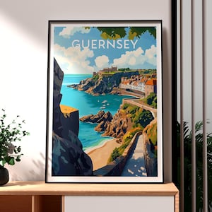 Guernsey Poster - Guernsey Wall Art - The Channel Islands - Cobo Bay Poster - Guernsey Island Print - Guernsey Beach Poster - Guernsey Art