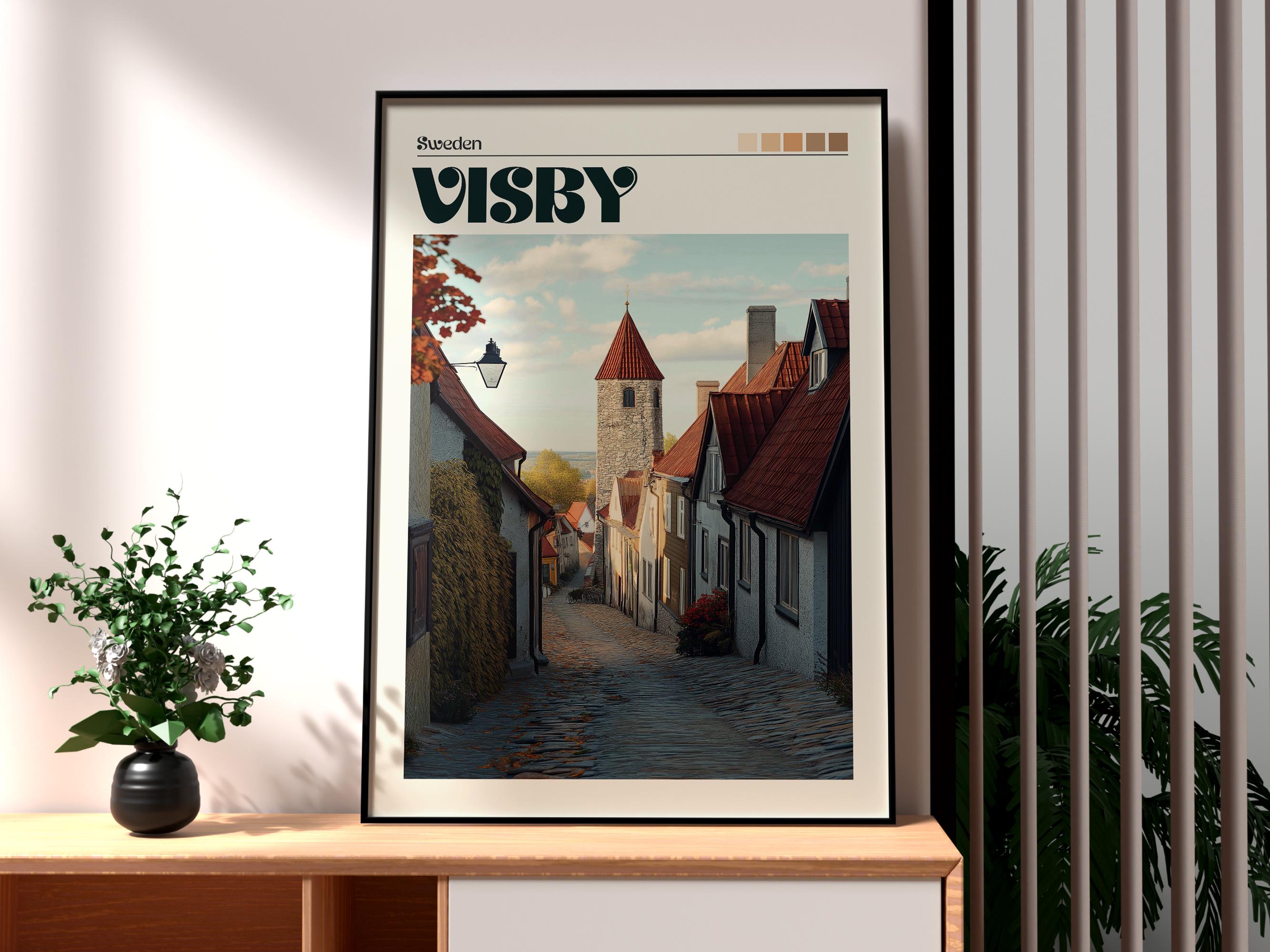 Visby Sweden Travel Poster – Gotland Architecture Print - Etsy