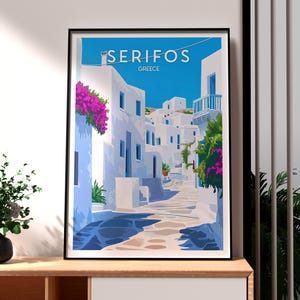 Serifos Island Print: Greece Travel Poster, Coastal Wall Art