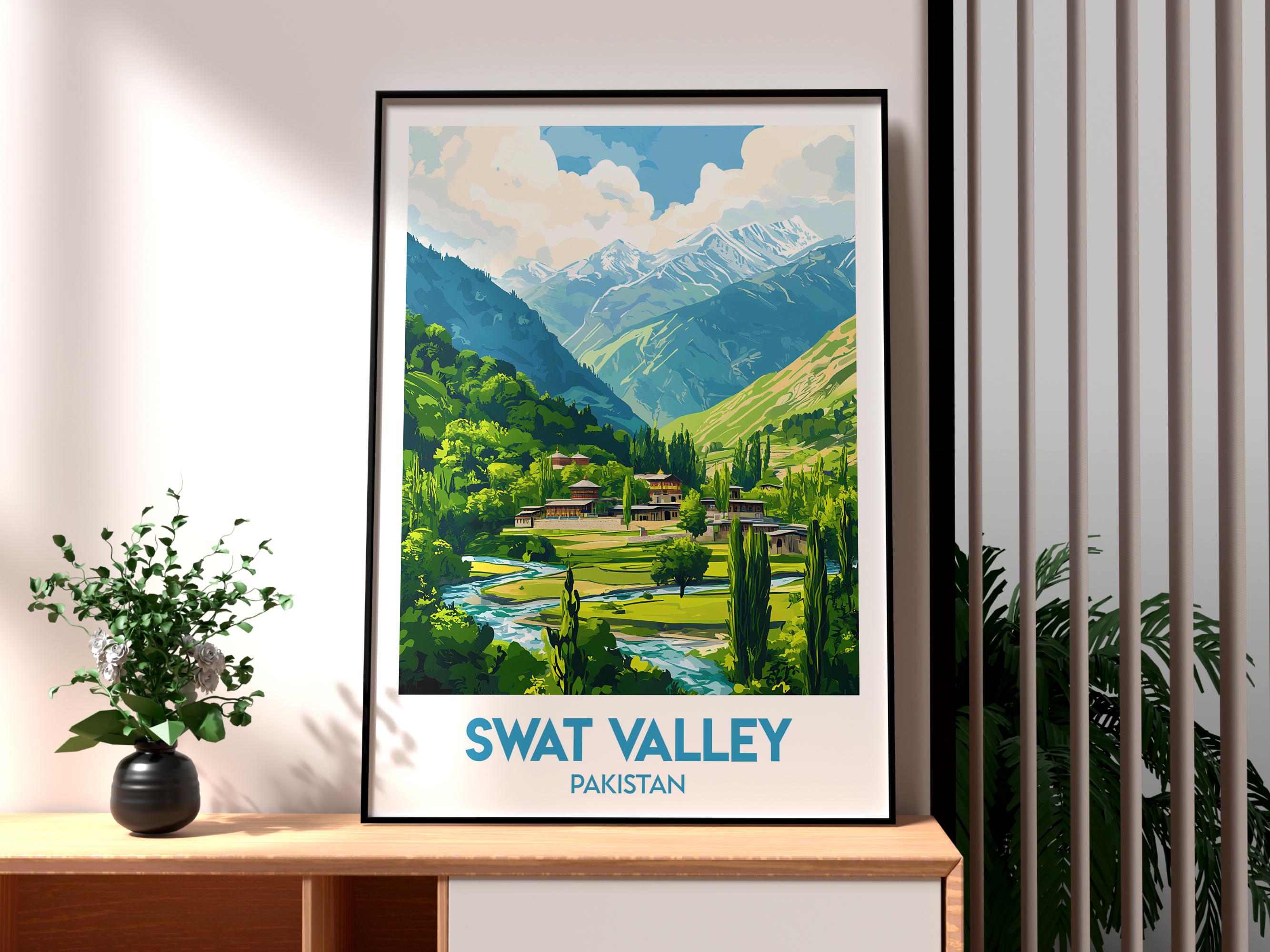 限定 Ryan Mcginess ライアンマグギネス　シルクスクリーン　ポスター Swat Valley Pakistan Travel Poster: Mountain Landscape Art Print