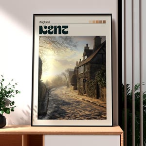 Impresión de Kent - Arte mural de Kent - Póster de Kent, Inglaterra - Arte mural de viajes - Póster de ciudades del Reino Unido - Arte de Kent - Arte de viajes de Kent - Condado de Kent, Inglaterra