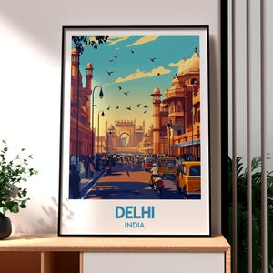 Impresión de viaje a Delhi - Arte mural de la India - Arte de la India - Póster de Nueva Delhi - Póster de la Puerta de Delhi - Impresión de la India - Regalo para viajeros - Arte de la Vieja Delhi
