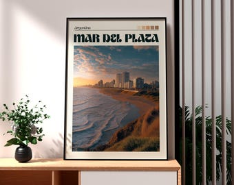 Impresión de Mar del Plata, Argentina: Póster turístico de ciudad playera