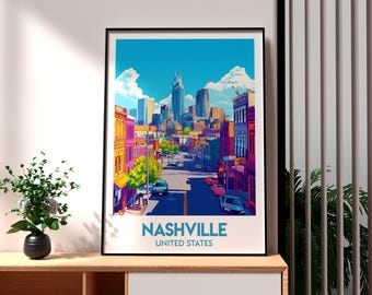 Nashville print - Tennessee Wall Art - Amerikaanse staat poster - country muziek poster - USA reizen print - Nashville City Print - Tennessee poster
