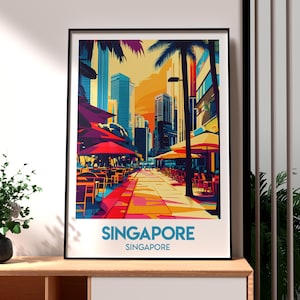 Singapore Poster - Singapore Wall Art - Singapore Monorail - Marina Bay Wall Art - Singapore Travel Print - Singapore City Art - Singapore