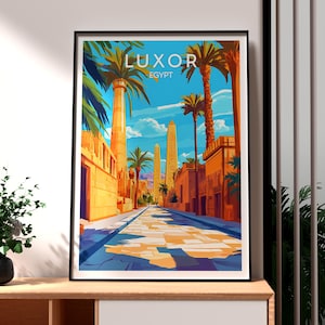 Luxor Poster - Egypt Travel Poster - The Pyramids Art - Egypt Print - Luxor City Print - Egypt Wall Art - Egypt Poster - The River Nile Art