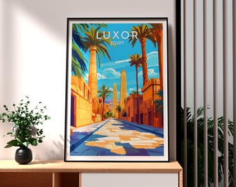 Luxor Egypt Travel Poster: Pyramids & Nile Art Print