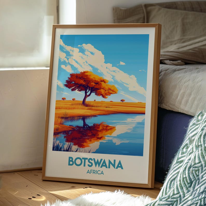 Botswana Travel Print Botswana Wall Art Gaborne Poster Botswana Travel
