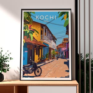 Kochi Travel Print - India Wall Art - India Art - Kochi Poster - Kerala Backwaters - India Print - Gift Travel - South India - Fort Kochi