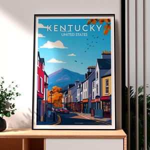 Impresión de Kentucky - Arte mural de Kentucky - Póster del estado de Kentucky - Arte mural de EE. UU. - Regalo para viajeros - Impresión de viaje a EE. UU. - Póster de Kentucky de EE. UU.